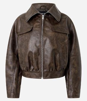 Jaqueta Bomber em PU com Efeito Manchado