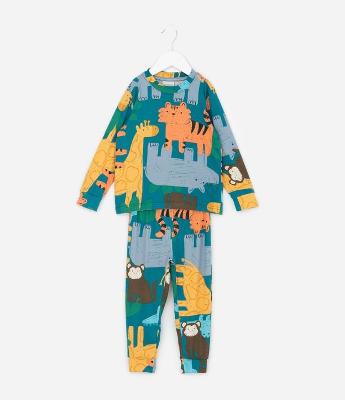 Pijama Infantil Longo em Plush com Estampa de Animais – Tam 2 a 6 Anos