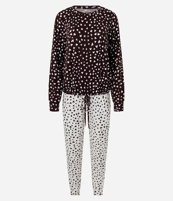 Pijama Longo Peach Touch com Estampa de Corações