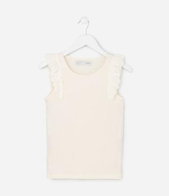 Blusa Infantil em Ribana com Detalhe de Broderie – Tam 5 a 14 Anos