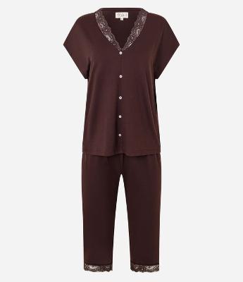 Pijama Capri Peach Touch com Renda Aplicada