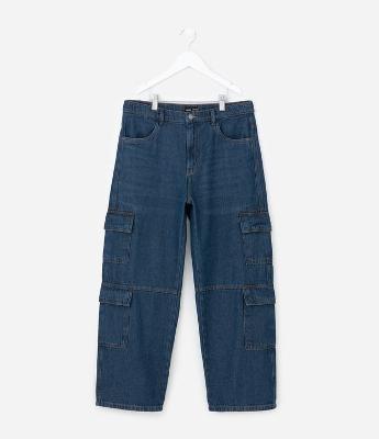 Calça Infantil Skater em Jeans com Multibolsos – Tam 7 a 14 Anos