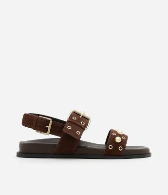 Sandália Sport Sandal Rasteira com Tachinhas e Ilhóses