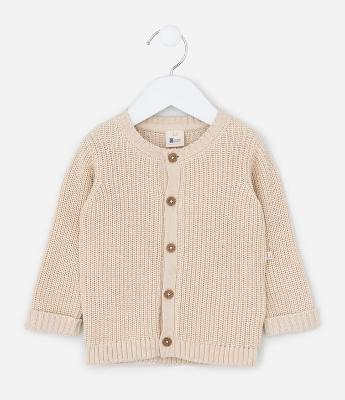 Cardigan Infantil em Tricô com Bordado nas Costas – Tam 0 a 18 Meses