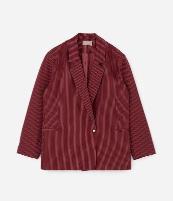 Blazer Alfaiatado com Risca de Giz e Fechamento Transpassado Curve & Plus Size