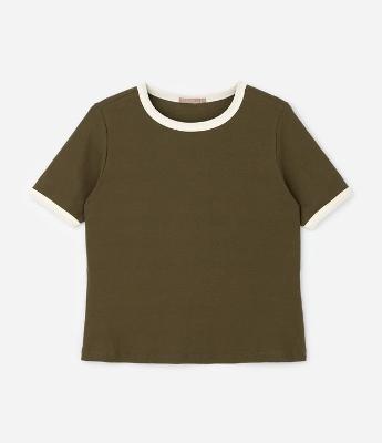 Blusa Babylook em Ribana com Acabamento Contrastante Curve & Plus Size