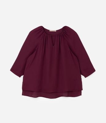 Blusa Bata em Crepe com Manga 3/4 e Franzidos Curve & Plus Size
