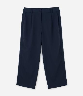 Calça Reta Alfaiatada com Recorte Lateral Curve & Plus Size