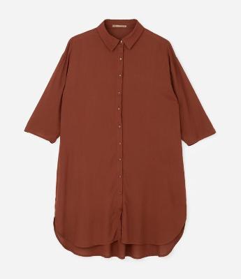 Vestido Chemise em Viscose com Barra Arredondada Currve & Plus Size