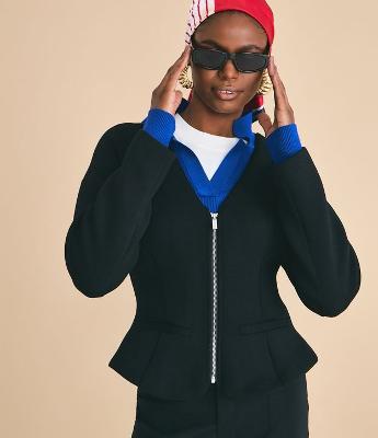 Jaqueta Acinturada em Ponto Roma com Zíper