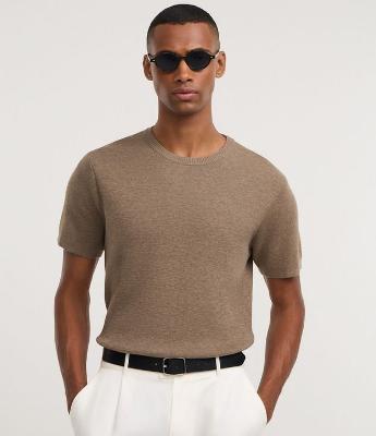 Camiseta Melange com Efeito em Tricô