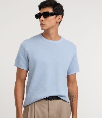 Camiseta Melange com Efeito em Tricô