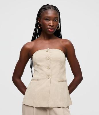 Colete Alfaiatado Sem Alças e com Elástico nas Costas