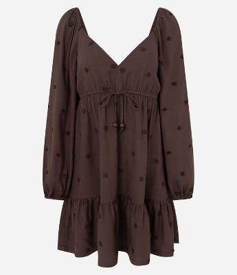 Vestido em Viscose com Amarração e Textura Poá 3D