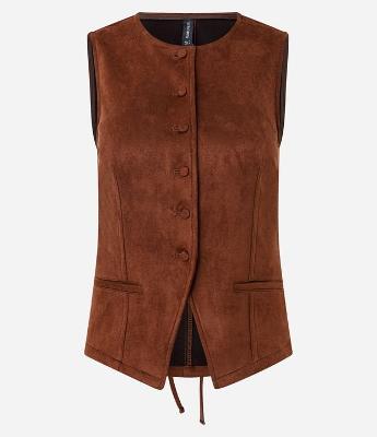 Colete Estruturado em Suede com Amarração nas Costas