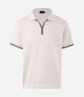 Polo Manga Curta Texturizada com Detalhes Contrastante