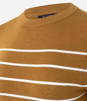 Blusa Manga Curta em Tricô com Estampa Listrada