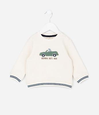 Casaco Infantil em Moletom com Bordado de Carro – Tam 0 a 18 Meses