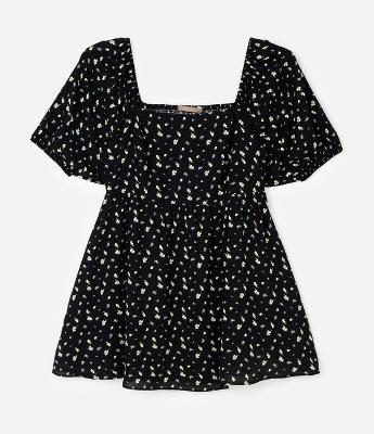 Vestido Curto em Viscose com Estampa de Limões Curve & Plus Size