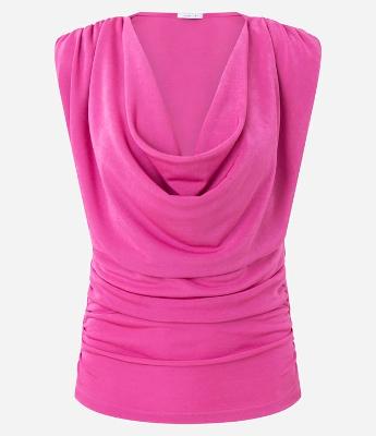 Blusa em Ribana com Ombreiras e Laterais Drapeadas