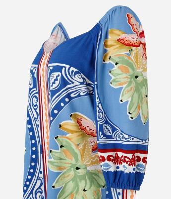 Vestido Curto em Viscolinho com Estampa de Frutas