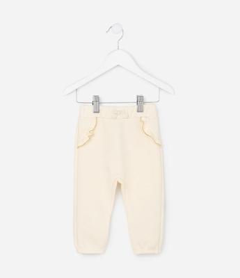 Calça Infantil em Moletom com Felpa e Babadinho – Tam RN a 18 Meses