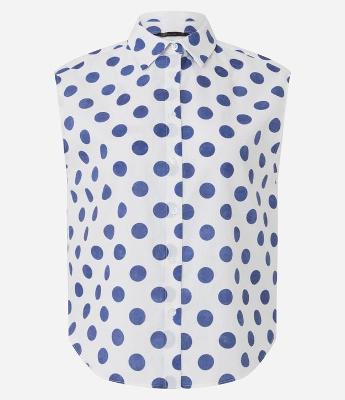 Camisa em Algodão com Gola Padre e Estampa Poa