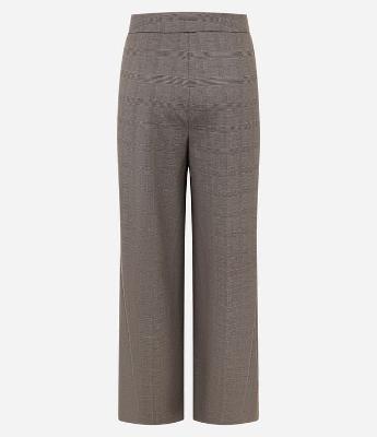 Calça Wide Leg em Ponto Roma com Estampa Xadrez