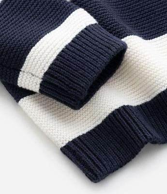 Casaco Infantil em Tricô com Gola Polo e Listras – Tam 0 a 18 Meses