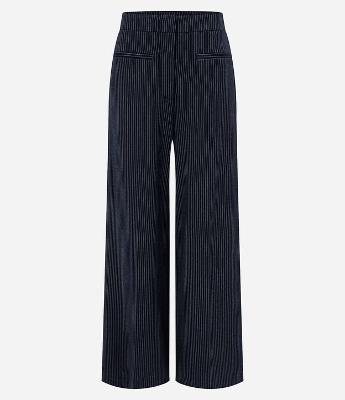 Calça Wide Leg em Ponto Roma com Risca de Giz