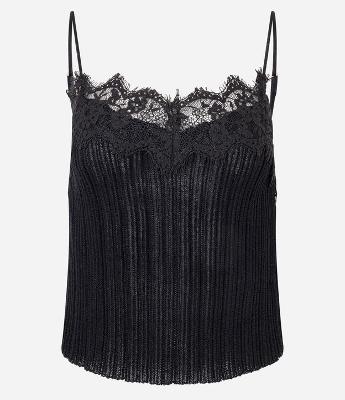 Blusa Alcinha em Tricô com Aplicação de Renda