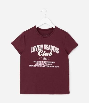 Camiseta Infantil com Lettering Lovely Readers Club – Tam 7 a 16 Anos