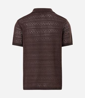 Camisa Manga Curta em Tricô Retilíneo Furadinho