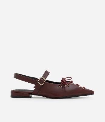Sapatilha Slingback em PU com Amarração Frontal