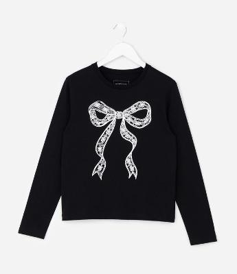 Camiseta Infantil com Estampa de Laço – Tam 5 a 14 Anos