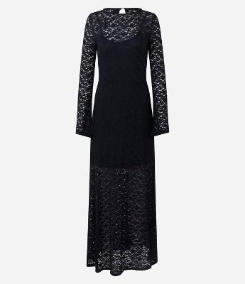 Vestido Longo em Renda com Manga Longa