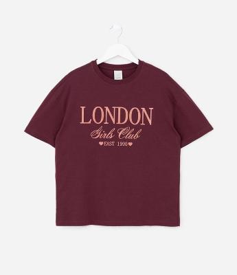 Camiseta Infantil com Lettering London Girls Club – Tam 7 a 16 Anos