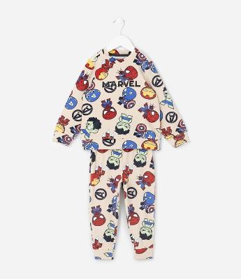 Pijama Infantil Longo em Plush com Estampa Baby Marvel – Tam 2 a 8 Anos