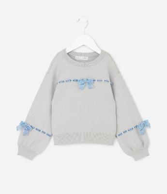 Suéter Infantil em Efeito Tricô com Laços Entrelaçados – Tam 1 a 5/6 Anos