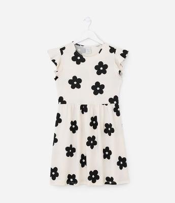 Vestido Infantil com Babado e Estampa Floral – Tam 5 a 14 Anos