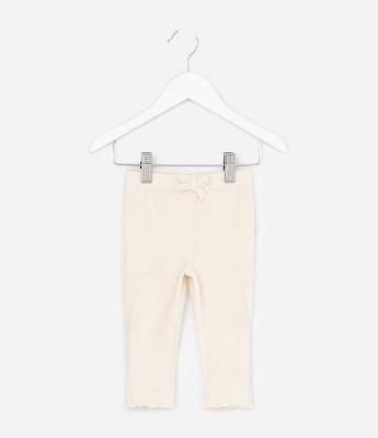 Calça Infantil em Veludo Cotelê com Lacinho e Barra Picot - Tam RN a 18 Meses