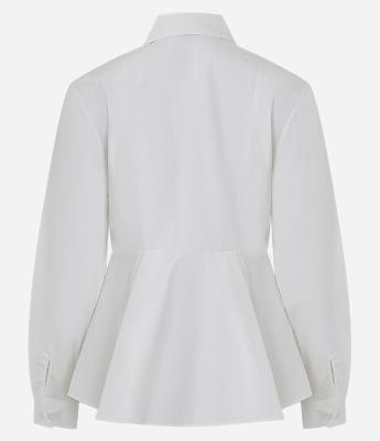 Camisa Peplum em Tricoline com Manga Longa