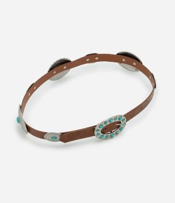 Cinto Largo em PU com Detalhes Ovais Metalizados