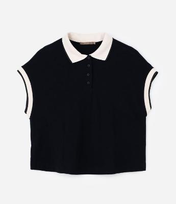 Blusa Boxy em Malha Piquet com Gola Polo Curve & Plus Size