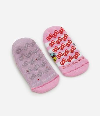 Kit 02 Meias Sapatilha Infantis com Estampa Hello Kitty – Tam 19/22 a 31/34