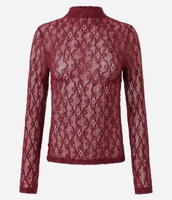 Blusa Manga Longa em Renda com Gola Alta