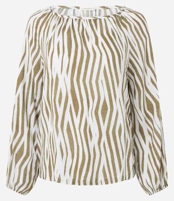 Blusa em Viscose Animal Print com Manga Bufante