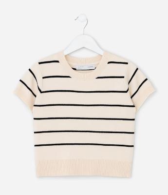 Camiseta Infantil em Jacquard Listrado – Tam 5 a 14 Anos