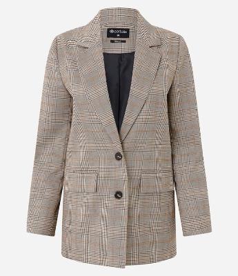 Blazer Oversized em Alfaiataria com Estampa Xadrez