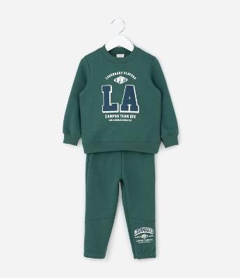 Conjunto Infantil em Moletom com Estampa Lettering College – Tam 1 a 5/6 Anos